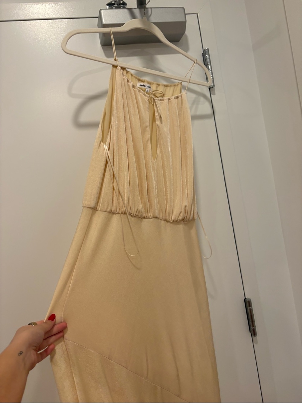 Reformation Ivory Cream Maxi Dress with Blouson Top - Picture 6 of 7